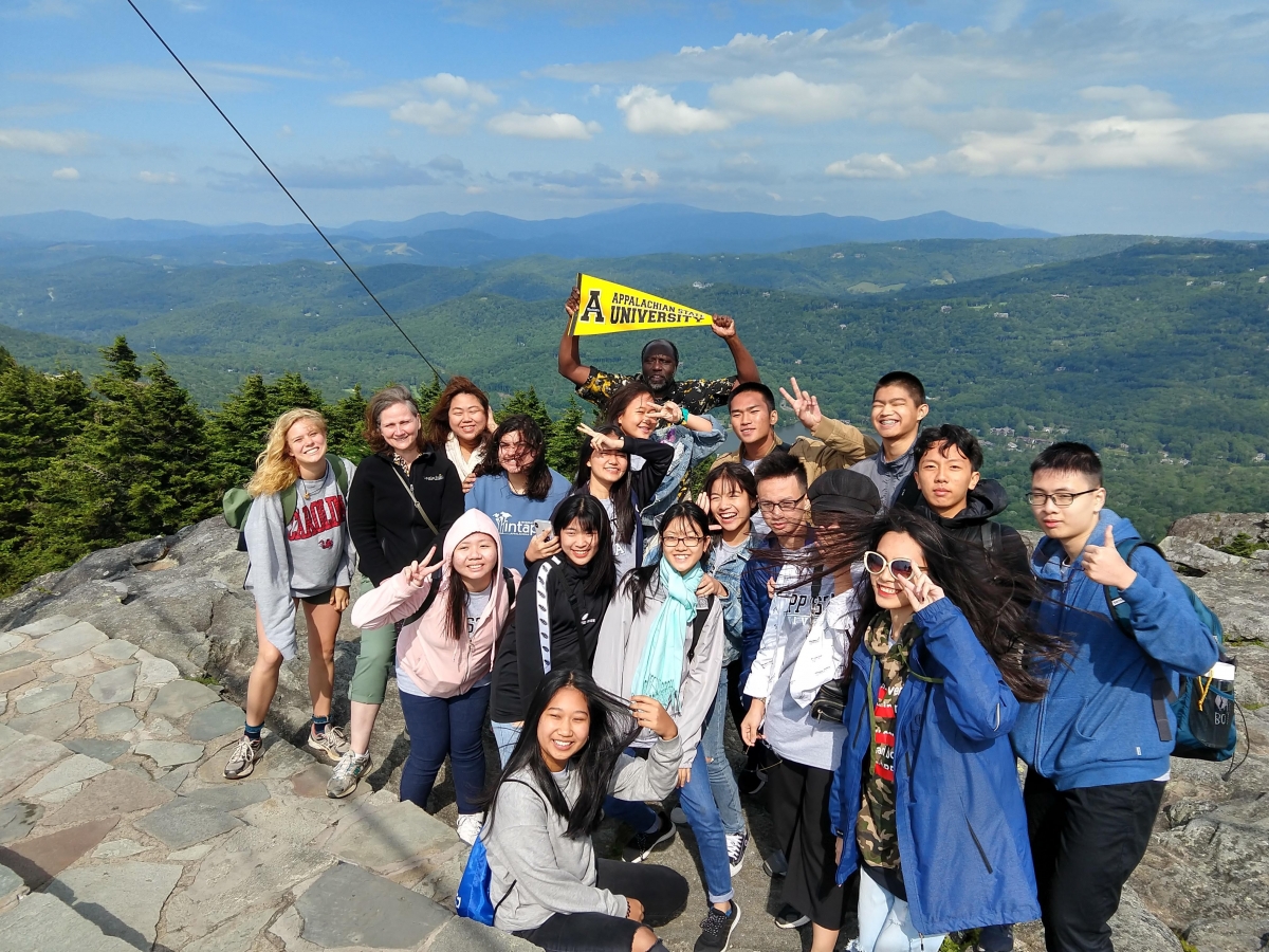 students on mountaintop
