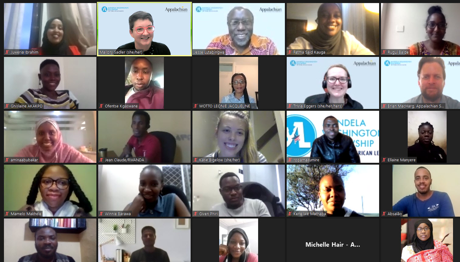 Zoom photo of participants in the 2021 Mandela Washington Fellowship