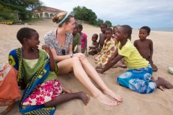 Ellen Mason gets to know local children from the Senga Bay fishing village.