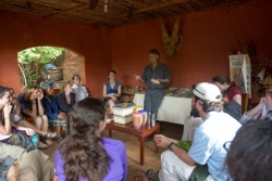 Students visit the home of Kristof Nordin located on the outskirts of Lilongwe. Nordin and his wife, Stacia, have dedicated their lives to permaculture and nutrition in Malawi with the hopes of teaching the community to have a more sustainable and diverse