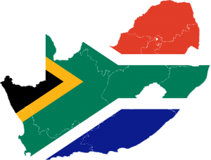 South Africa map with colors of national flag