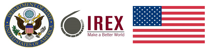 Department of State logo, IREX logo and US Flag